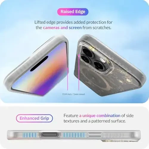 LONLI Hue - Magnetic Case for iPhone 16 Pro Max - [Compatible with Magsafe] - [360° Shock-Absorbent Bumper] - [Cute and Unique Phone Cover for Girls and Women] - Gold Floral - 6