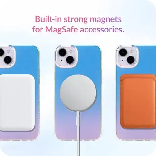 LONLI Hue - магнитный чехол для iPhone 15 - [совместим с Magsafe] - [ударопрочный бампер на 360°] - [милый и уникальный чехол для девушек и женщин] - флуоресцентный голографический радужный - 5