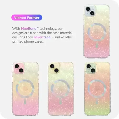 LONLI Hue - Prismatic Rainbow Diamond Facet Sparkling Magnetic Phone Case for iPhone 15 - [Compatible with Magsafe] - [Sparkle Glow Finish, Luxe Glitter Protection] - for iPhone 15 - 7