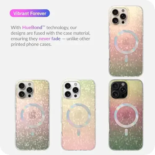 LONLI Hue - Prismatic Rainbow Diamond Facet Sparkling Magnetic Phone Case for iPhone 16 Pro Max - [Magsafe bilan mos keladi] - [Sparkle Glow Finish, Luxe Glitter Protection] - iPhone 16 Pro Max uchun - 7