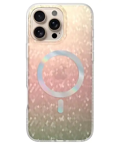 LONLI Hue - Prismatic Rainbow Diamond Facet Sparkling Magnetic Phone Case for iPhone 16 Pro Max - [Magsafe bilan mos keladi] - [Sparkle Glow Finish, Luxe Glitter Protection] - iPhone 16 Pro Max uchun 