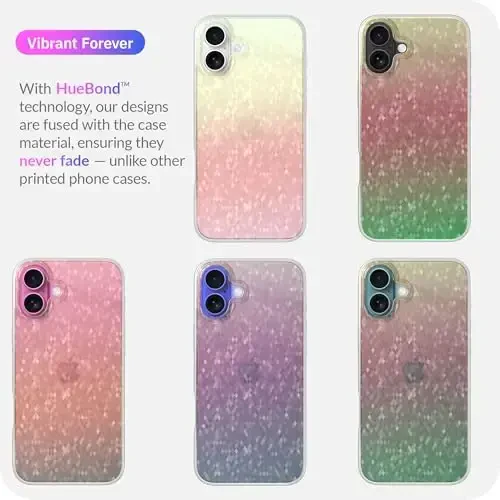 LONLI Hue - Prismatic Rainbow Diamond Facet Sparkling Phone Case for iPhone 16 Plus - [Sparkle Glow Finish, Luxe Glitter Protection] - [360° Shock-Absorbent Bumper] - for iPhone 16 Plus - 7