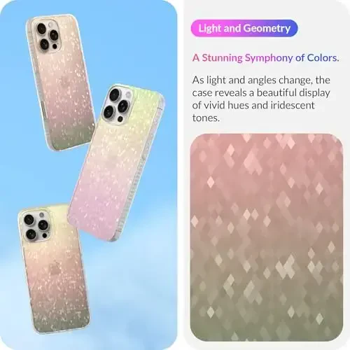 LONLI Hue - Prismatic Rainbow Diamond Facet Sparkling Phone Case for iPhone 16 Pro - [Sparkle Glow Finish, Luxe Glitter Protection] - [360° Shock-Absorbent Bumper] - for iPhone 16 Pro - 3