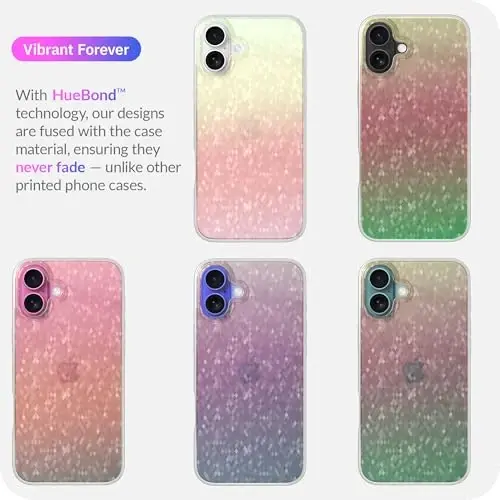 LONLI Hue - Prismatic Rainbow Diamond Facet Sparkling Phone Case for iPhone 16 - [Sparkle Glow Finish, Luxe Glitter Protection] - [360° Shock-Absorbent Bumper] - for iPhone 16 - 7