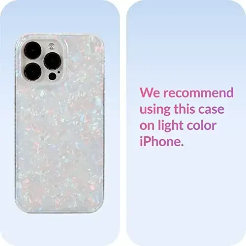 LONLI Hue White Pearl Tort iPhone 14 Pro Case | 360Ã‚° Zarba qabul qiluvchi bamper, Chiroyli, Noyob, Estetik, Telefon qopqog'i, Ayollar va qizlar uchun - 6