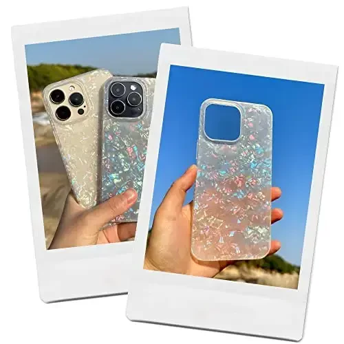 LONLI Hue White Pearl Tort iPhone 14 Pro Max Case | 360Ã‚° Shock-Absorbent Bumper, Cute, Unique, Aesthetic, Phone Cover, for Women and Girls - 6