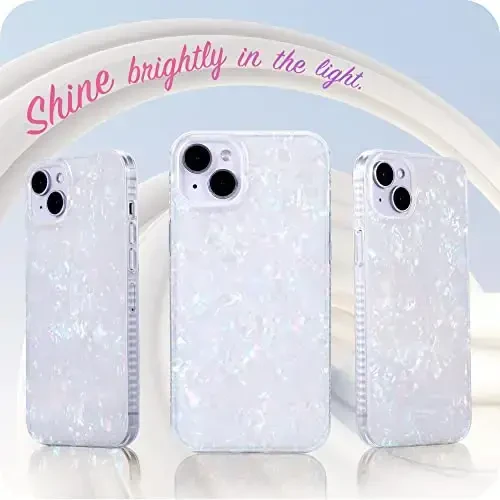 LONLI Hue White Pearl Tort Phone Case for iPhone 14 Pro Max Case | 360Ã‚° Shock-Absorbent Bumper, Cute, Unique, Aesthetic, Phone Cover, for Women and Girls - 3