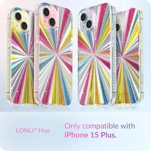 LONLI iPhone 15 Plus uchun g'ilofi - [360° zarbani yutuvchi bamper] - [Qizlar va ayollar uchun yoqimli va noyob telefon qopqog'i] - Kosmik portal - 2