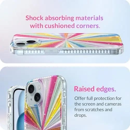 LONLI iPhone 15 Plus uchun g'ilofi - [360° zarbani yutuvchi bamper] - [Qizlar va ayollar uchun yoqimli va noyob telefon qopqog'i] - Kosmik portal - 5