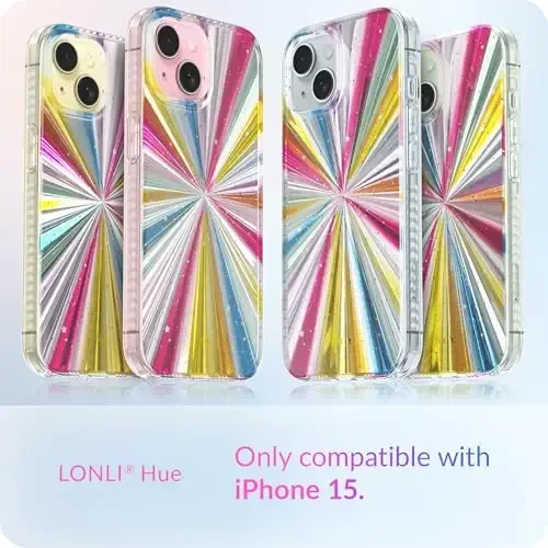LONLI iPhone 15 uchun Hue Case - [360° zarbani yutuvchi bamper] - [Qizlar va ayollar uchun yoqimli va noyob telefon qopqog'i] - Kosmik Portal - 2