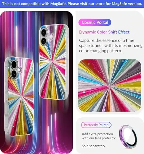 LONLI iPhone 16 Plus uchun g'ilof - [360° zarbani yutuvchi bamper] - [Qizlar va ayollar uchun yoqimli va noyob telefon qopqog'i] - Kosmik Portal - 3