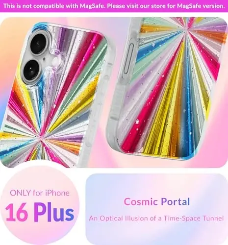 LONLI iPhone 16 Plus uchun g'ilof - [360° zarbani yutuvchi bamper] - [Qizlar va ayollar uchun yoqimli va noyob telefon qopqog'i] - Kosmik Portal - 2