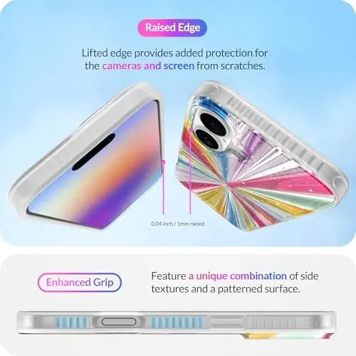 LONLI iPhone 16 Plus uchun g'ilof - [360° zarbani yutuvchi bamper] - [Qizlar va ayollar uchun yoqimli va noyob telefon qopqog'i] - Kosmik Portal - 5