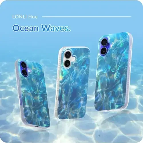 LONLI iPhone 16 Plus uchun Hue Case - [360° zarbani yutuvchi bamper] - [Qizlar va ayollar uchun yoqimli va noyob telefon qopqog'i] - Okean to'lqini - 2