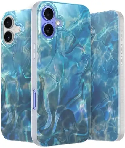 LONLI iPhone 16 Plus uchun Hue Case - [360° zarbani yutuvchi bamper] - [Qizlar va ayollar uchun yoqimli va noyob telefon qopqog'i] - Okean to'lqini - LONLI