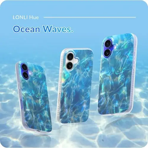 LONLI iPhone 16 Plus uchun Hue Case - [360° zarbani yutuvchi bamper] - [Qizlar va ayollar uchun yoqimli va noyob telefon qopqog'i] - Okean to'lqini - LONLI (1)