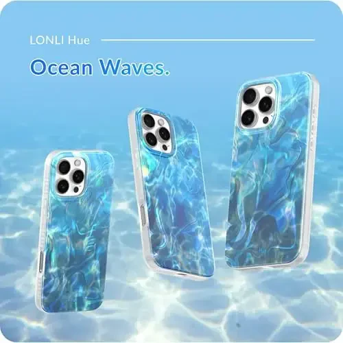 LONLI iPhone 16 Pro Max uchun Hue Case - [360° zarbani yutuvchi bamper] - [Qizlar va ayollar uchun yoqimli va noyob telefon qopqog'i] - Okean to'lqini - 2