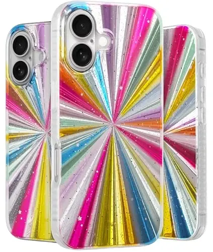 LONLI iPhone 16 uchun g'ilofi - [360° zarbani yutuvchi bamper] - [Qizlar va ayollar uchun yoqimli va noyob telefon qopqog'i] - Kosmik portal - 1