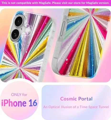 LONLI iPhone 16 uchun g'ilofi - [360° zarbani yutuvchi bamper] - [Qizlar va ayollar uchun yoqimli va noyob telefon qopqog'i] - Kosmik portal - LONLI (1)