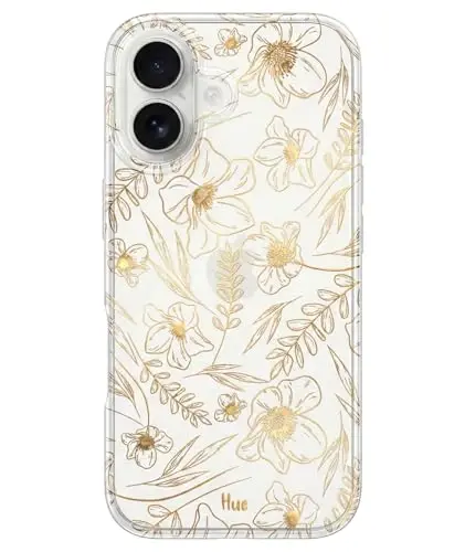 LONLI Hue for iPhone 17 Case - Golden Floral Shockproof Phone Cover - [Shock-Absorbent Bumper] - Elegant, Unique and Aesthetic for Women and Girls for Women and Girls - 1