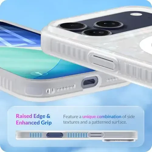 LONLI iPhone 17 Pro Max uchun g'ilof - Oq marvarid toshbaqa zarbga chidamli magnit telefon qopqog'i - [Magsafe bilan mos keladi] - Ayollar va qizlar uchun elegant, noyob va estetik - 5