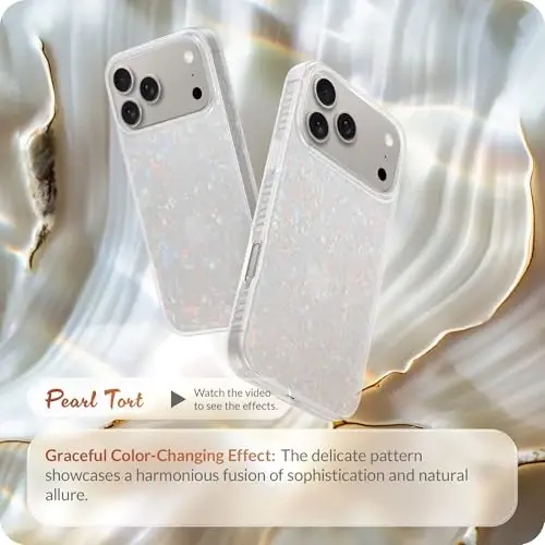 LONLI iPhone 17 Pro Max uchun g'ilof - Pearl Tort zarbga chidamli telefon qopqog'i - [Zarb yutuvchi bamper] - Ayollar va qizlar uchun nafis, noyob va estetik - LONLI (1)