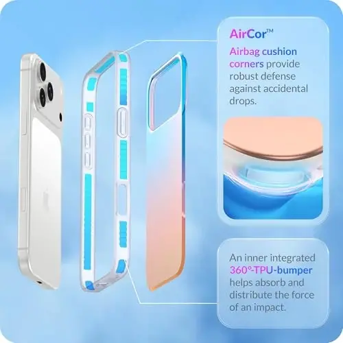 LONLI iPhone 17 Pro uchun g'ilof - Holografik rangli zarbga chidamli yoqimli telefon qopqog'i - [Zarb yutuvchi bamper] - Ayollar va qizlar uchun yoqimli, noyob va estetik - 4