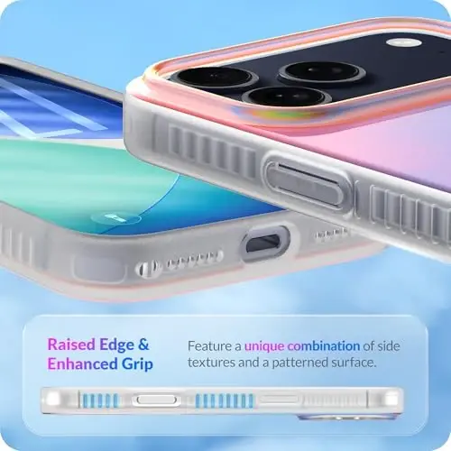 LONLI iPhone 17 Pro uchun g'ilof - Holografik rangli zarbga chidamli yoqimli telefon qopqog'i - [Zarb yutuvchi bamper] - Ayollar va qizlar uchun yoqimli, noyob va estetik - 5