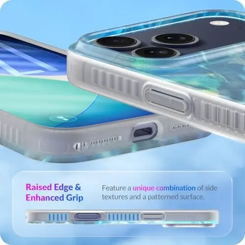 LONLI iPhone 17 Pro uchun g'ilof - Okean to'lqinlari zarbga chidamli telefon qopqog'i - [Zarbni yutuvchi bamper] - Chiroyli, noyob va estetik - 4