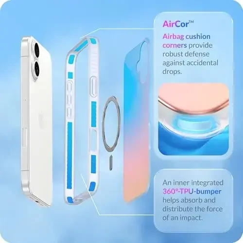 LONLI iPhone 17 uchun g'ilof - Hologramma rangli zarbga chidamli magnitli yoqimli telefon qopqog'i - [Magsafe bilan mos keladi] - Qizlar va ayollar uchun yoqimli, noyob va estetik - 4