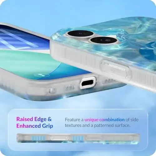 LONLI iPhone 17 uchun g'ilof - Okean to'lqinlari zarbga chidamli magnit telefon qopqog'i - [Magsafe bilan mos keladi] - Chiroyli, noyob va estetik - 5