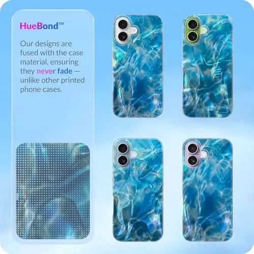 LONLI iPhone 17 uchun g'ilofi - Okean to'lqinlari zarbga chidamli telefon qopqog'i - [Zarbni yutuvchi bamper] - Chiroyli, noyob va estetik - 5