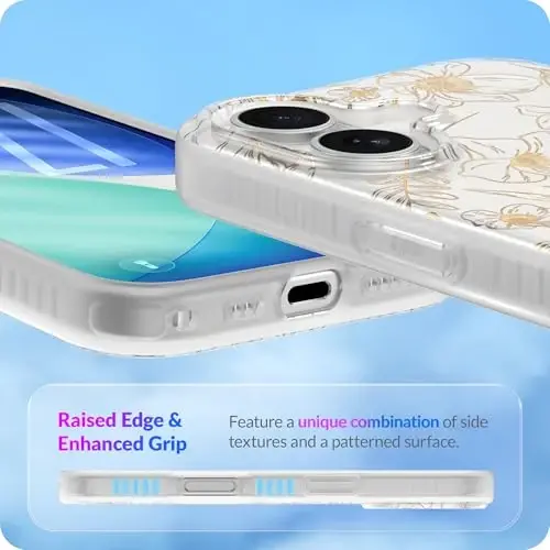 LONLI iPhone 17 uchun g'ilofi - Oltin gulli zarbga chidamli telefon qopqog'i - [Zarbni yutuvchi bamper] - Ayollar va qizlar uchun nafis, noyob va estetik - 4