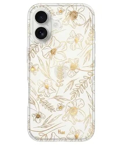 LONLI iPhone 17 uchun g'ilofi - Oltin gulli zarbga chidamli telefon qopqog'i - [Zarbni yutuvchi bamper] - Ayollar va qizlar uchun nafis, noyob va estetik - 1