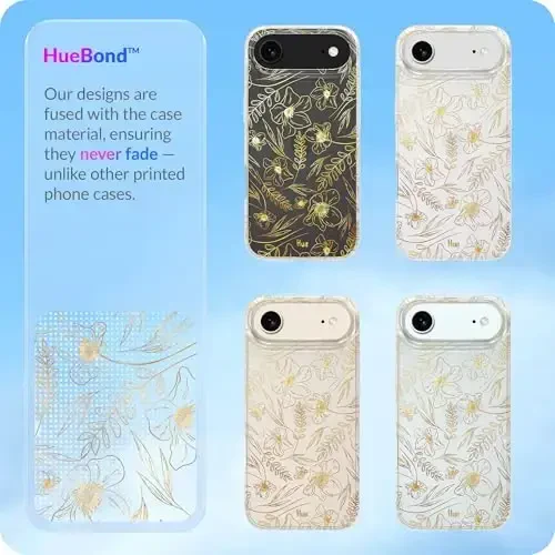 LONLI iPhone Air Case uchun Hue - Oltin gul naqshli zarbga chidamli telefon qopqog'i - [Zarbni yutuvchi bamper] - Ayollar va qizlar uchun nafis, noyob va estetik - 6