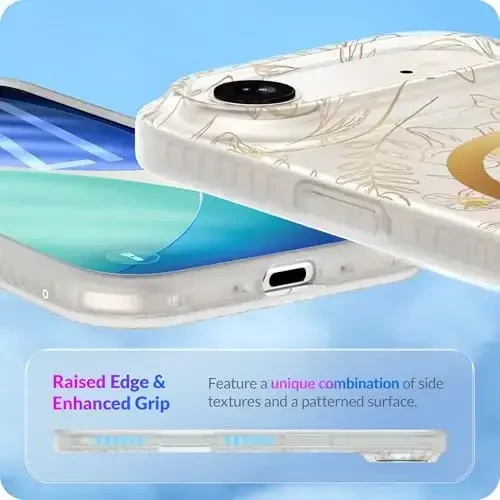 LONLI Hue for iPhone Air Case - Golden Floral Shockproof Magnetic Phone Cover - [Compatible with Magsafe] - Elegant, Unique and Aesthetic - 5