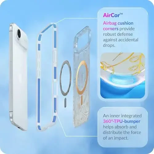 LONLI Hue for iPhone Air Case - Golden Floral Shockproof Magnetic Phone Cover - [Compatible with Magsafe] - Elegant, Unique and Aesthetic - 4
