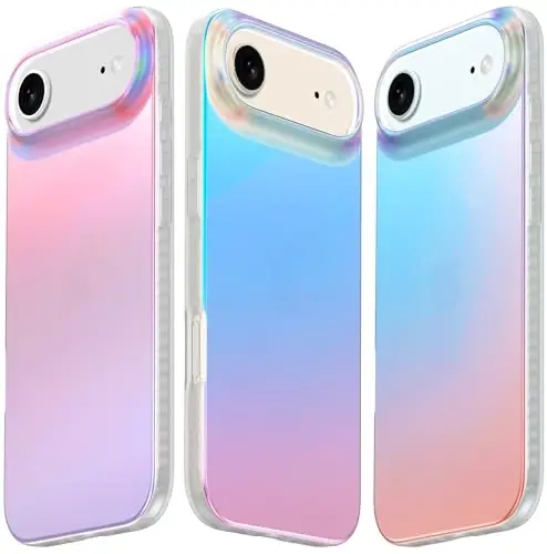 LONLI Hue for iPhone Air Case - Holographic Iridescent Shockproof Cute Phone Cover - [Shock-Absorbent Bumper] - Cute, Unique and Aesthetic for Women and Girls 