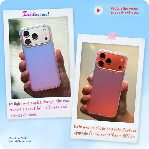 LONLI Hue for iPhone 17 Air Case – Dynamic PrismGlow Holographic Iridescent Phone Cover, Slim Shock-Absorbing Protection, Cute Aesthetic Case for Women & Girls 