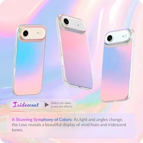 LONLI Hue for iPhone 17 Air Case – Dynamic PrismGlow Holographic Iridescent Phone Cover, Slim Shock-Absorbing Protection, Cute Aesthetic Case for Women & Girls - LONLI (1)