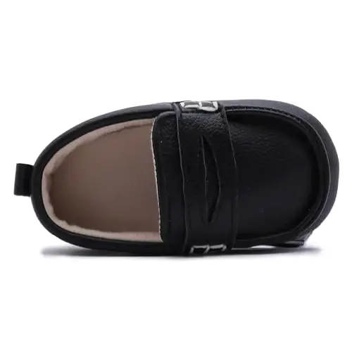 LONSOEN Baby Toddler Boys Girls Loafers Newborn Leather Moccasins Infant First Walking Dress Shoes - 4