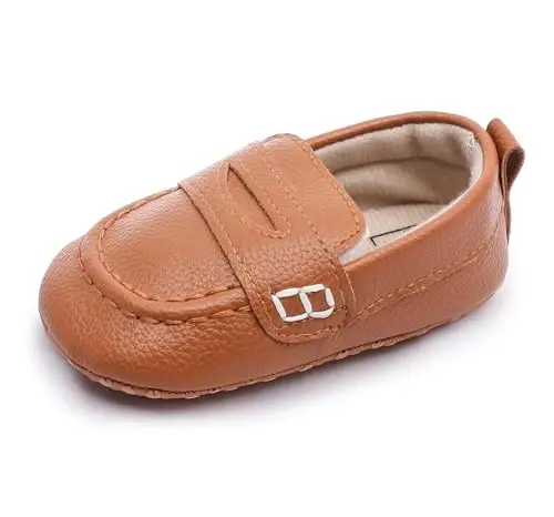 LONSOEN Baby Toddler Boys Girls Loafers Newborn Leather Moccasins Infant First Walking Dress Shoes 