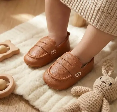 LONSOEN Baby Toddler Boys Girls Loafers Newborn Leather Moccasins Infant First Walking Dress Shoes - LONSOEN (1)