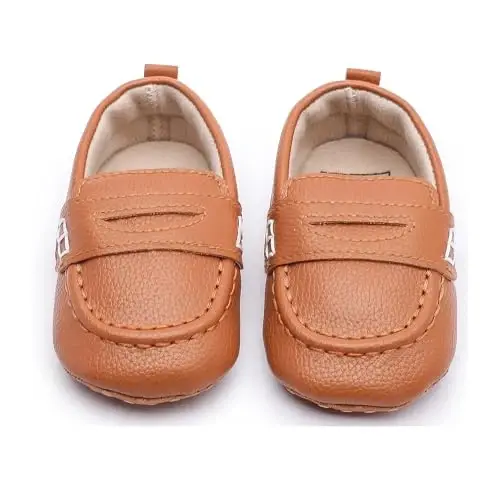 LONSOEN Baby Toddler Boys Girls Loafers Newborn Leather Moccasins Infant First Walking Dress Shoes - 4