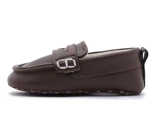 LONSOEN Baby Toddler Boys Girls Loafers Newborn Leather Moccasins Infant First Walking Dress Shoes - 4