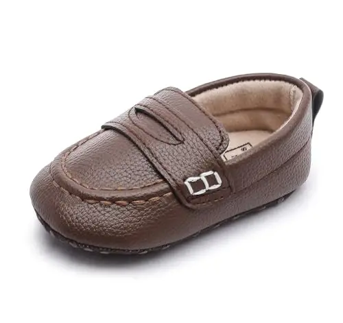 LONSOEN Baby Toddler Boys Girls Loafers Newborn Leather Moccasins Infant First Walking Dress Shoes 