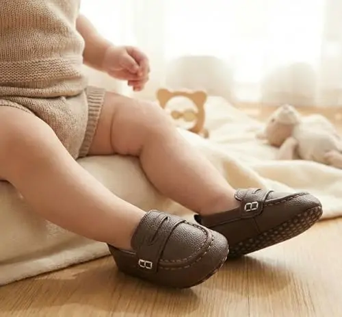 LONSOEN Baby Toddler Boys Girls Loafers Newborn Leather Moccasins Infant First Walking Dress Shoes - LONSOEN (1)