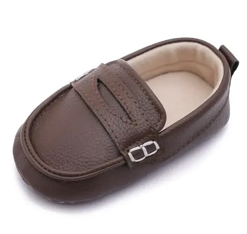 LONSOEN Baby Toddler Boys Girls Loafers Newborn Leather Moccasins Infant First Walking Dress Shoes 