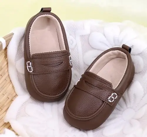LONSOEN Baby Toddler Boys Girls Loafers Newborn Leather Moccasins Infant First Walking Dress Shoes - LONSOEN (1)