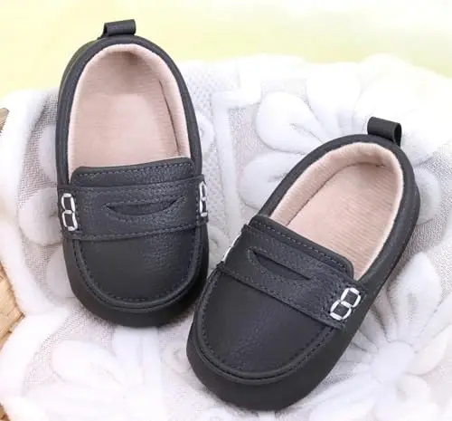 LONSOEN Baby Toddler Boys Girls Loafers Newborn Leather Moccasins Infant First Walking Dress Shoes - LONSOEN (1)